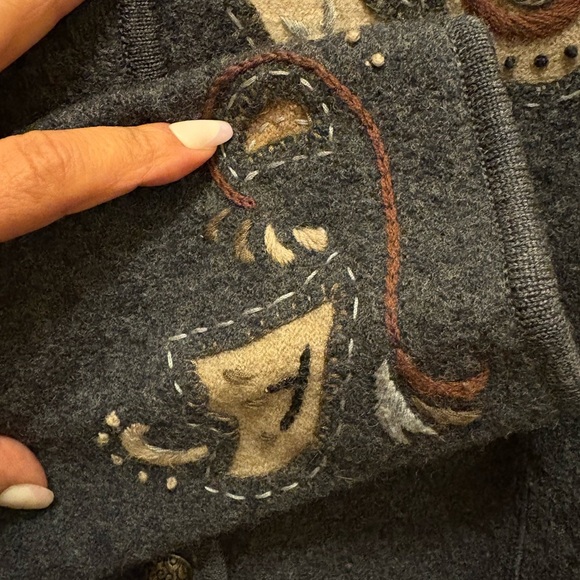 Icelandic Design Wool Embroidered Cardigan Jacket Size M - Picture 9 of 13